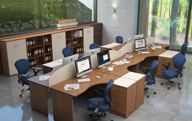 Комплект офисной мебели IMAGO три стола, 2 шкафа, стеллаж, тумба в Брянске - изображение 4
